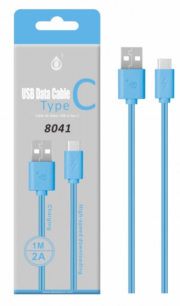 Datový a nabíjecí kabel PLUS 8041, USB-C, délka 1m, 2A, USB 2.0, Blue