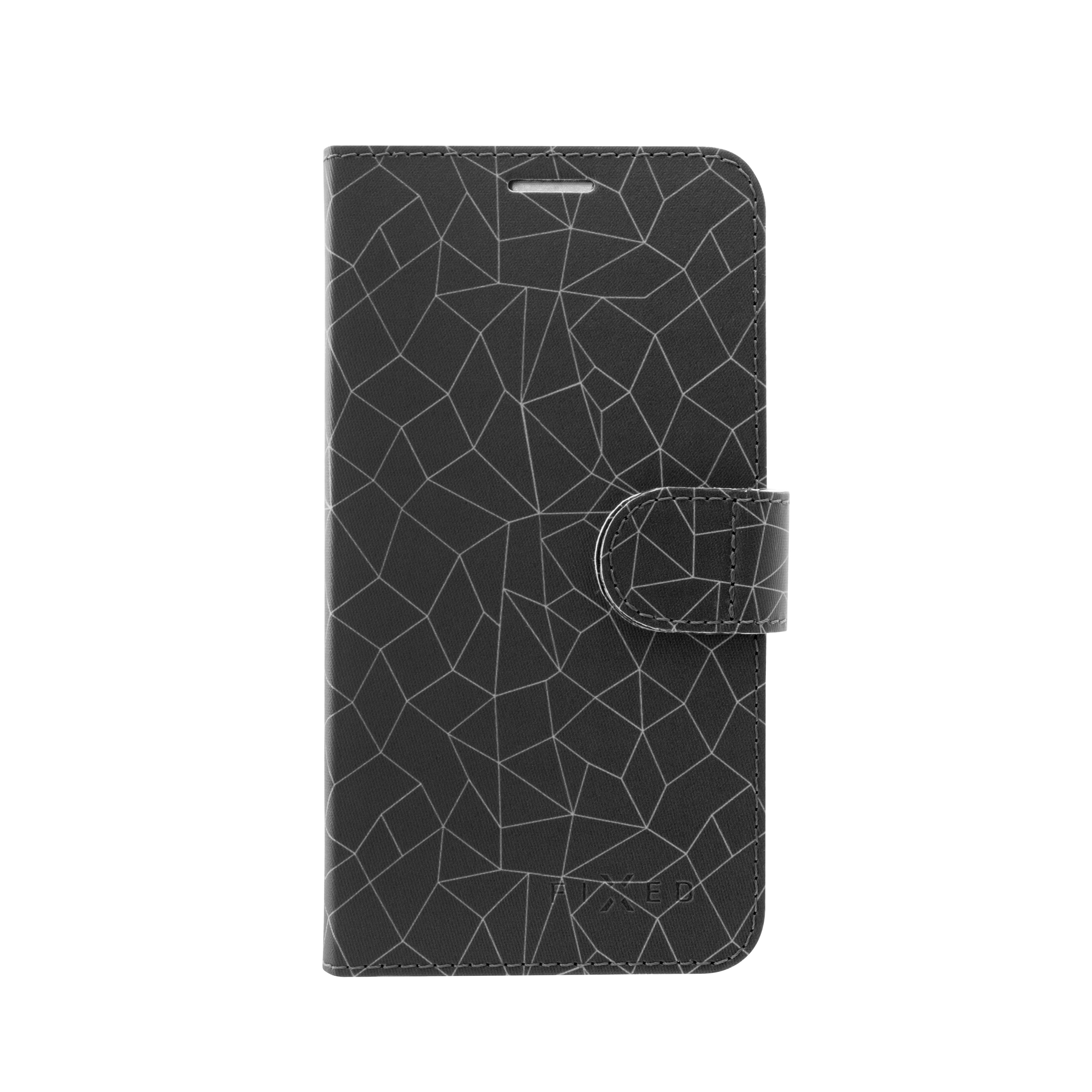 Pouzdro typu kniha FIXED FIT pro Samsung Galaxy J6+, motiv grey mesh