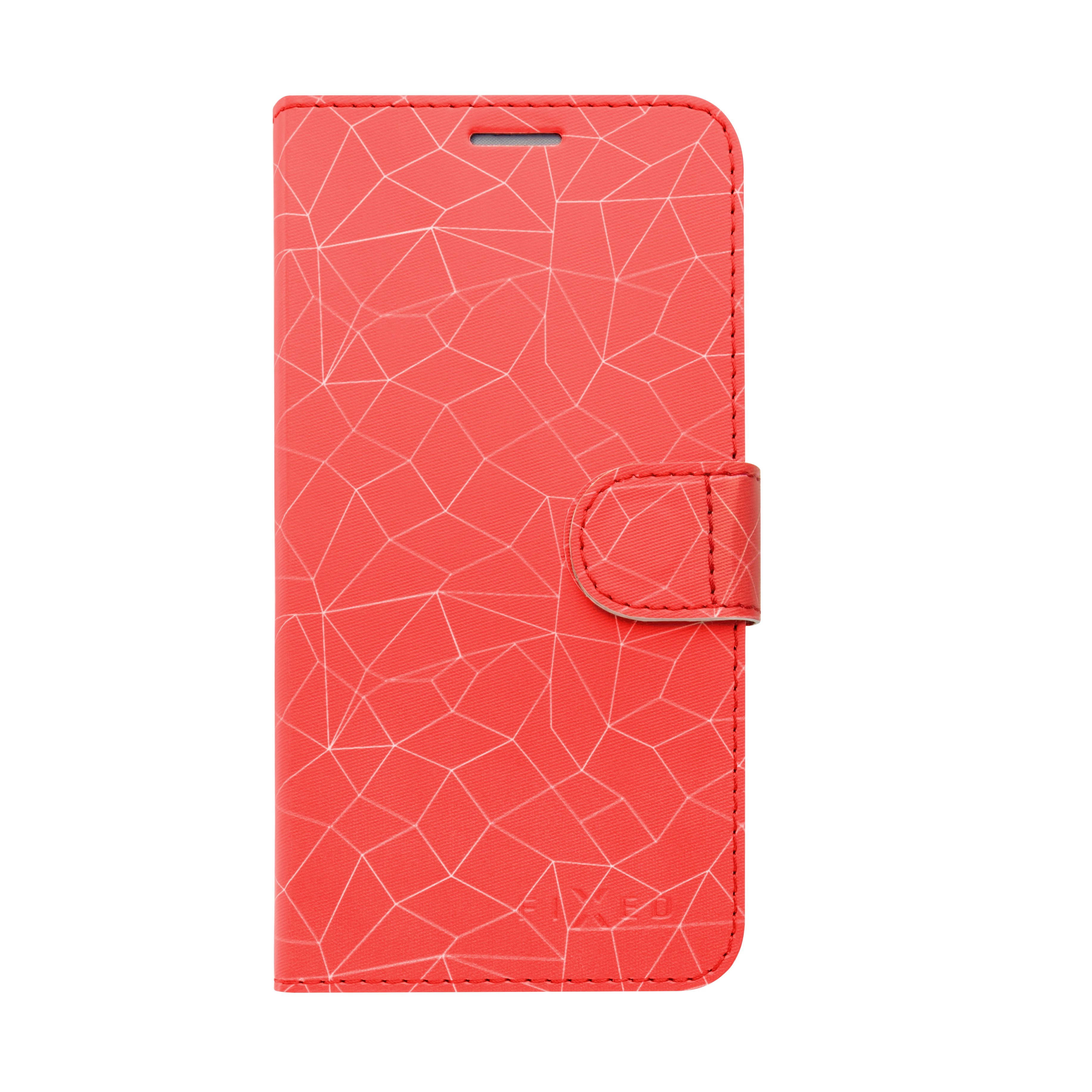 Pouzdro typu kniha FIXED FIT pro Samsung Galaxy J6+, motiv red mesh