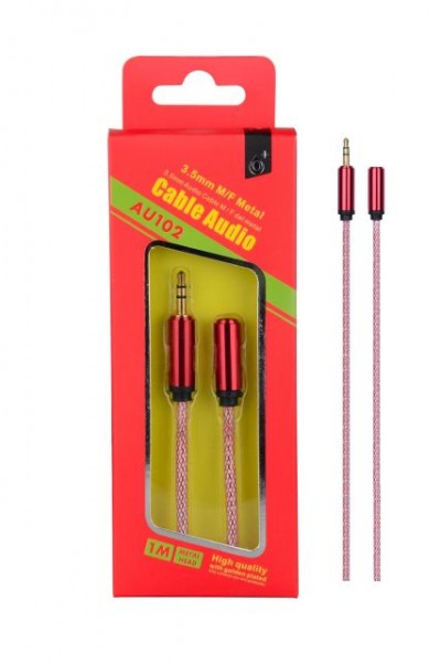 Audio kabel PLUS, 3,5mm jack, Male+Female, (AU102), Red