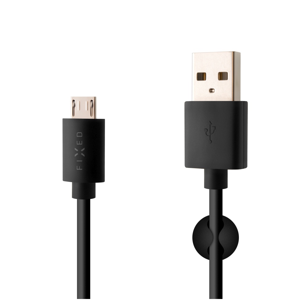 Levně Datový a nabíjecí kabel FIXED s konektorem micro USB, 2,4A, Black