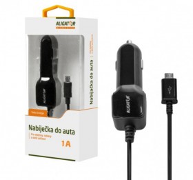 Nabíječka do auta ALIGATOR microUSB 1A, originální, Black