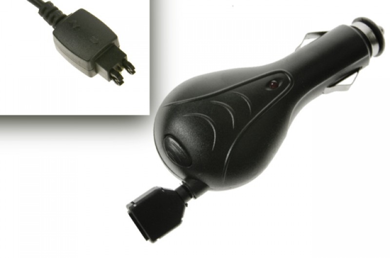 Samonavíjecí autonabíječka pro Sony Ericsson T28 / 29 / 20 / 39 / 68 / R3xx / A26xx / T610, Black