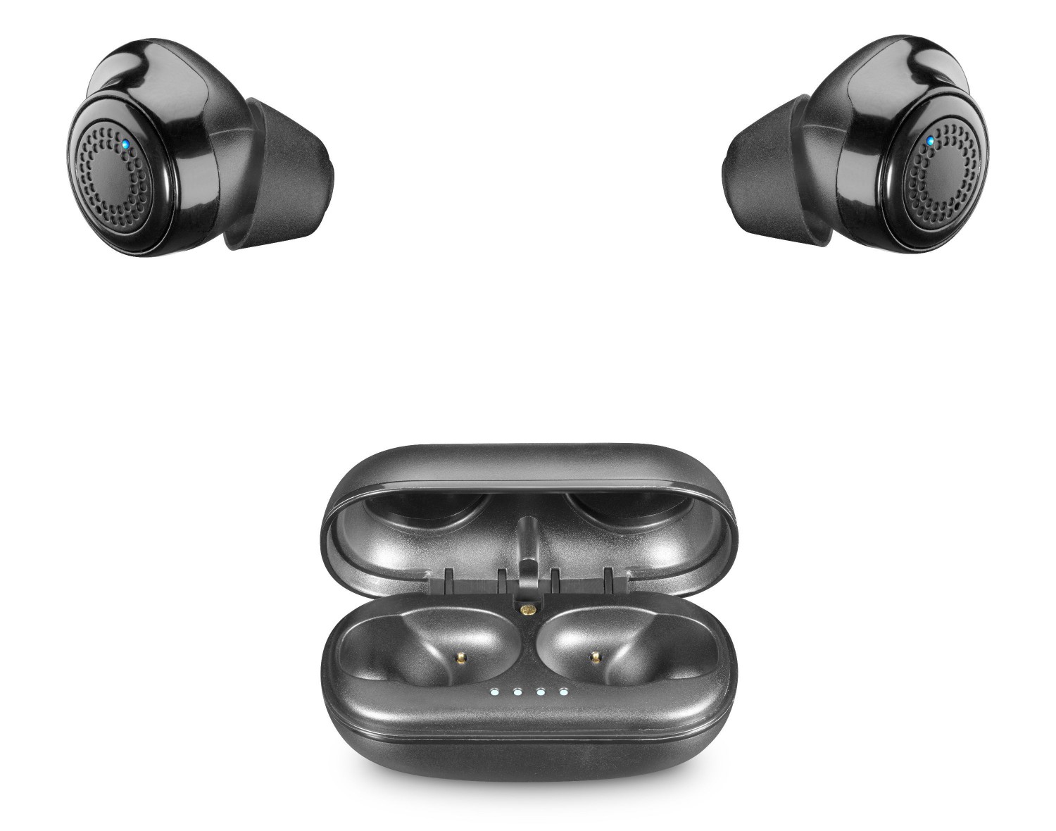 True wireless sluchátka Cellularline PETIT s dobíjecím pouzdrem, černá