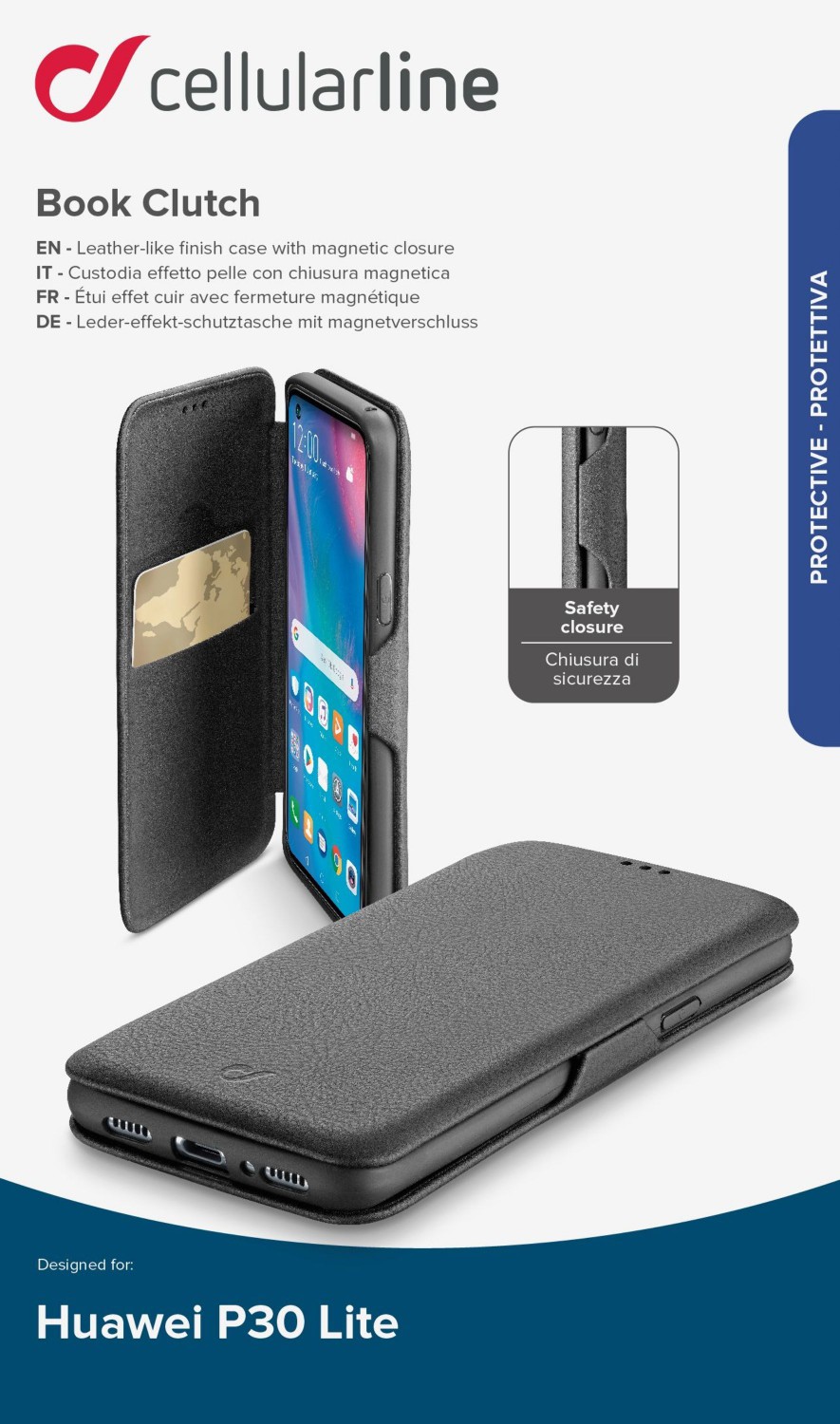 CellularLine Book Clutch flipové pouzdro pro Huawei P30 Lite, černé