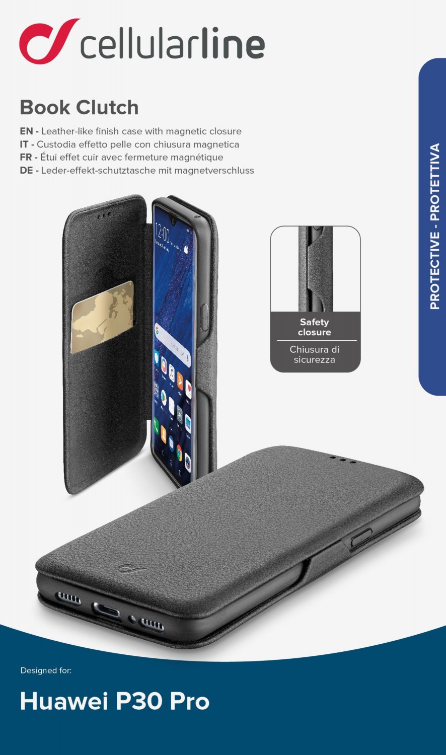CellularLine Book Clutch flipové pouzdropro Huawei P30 Pro, černé