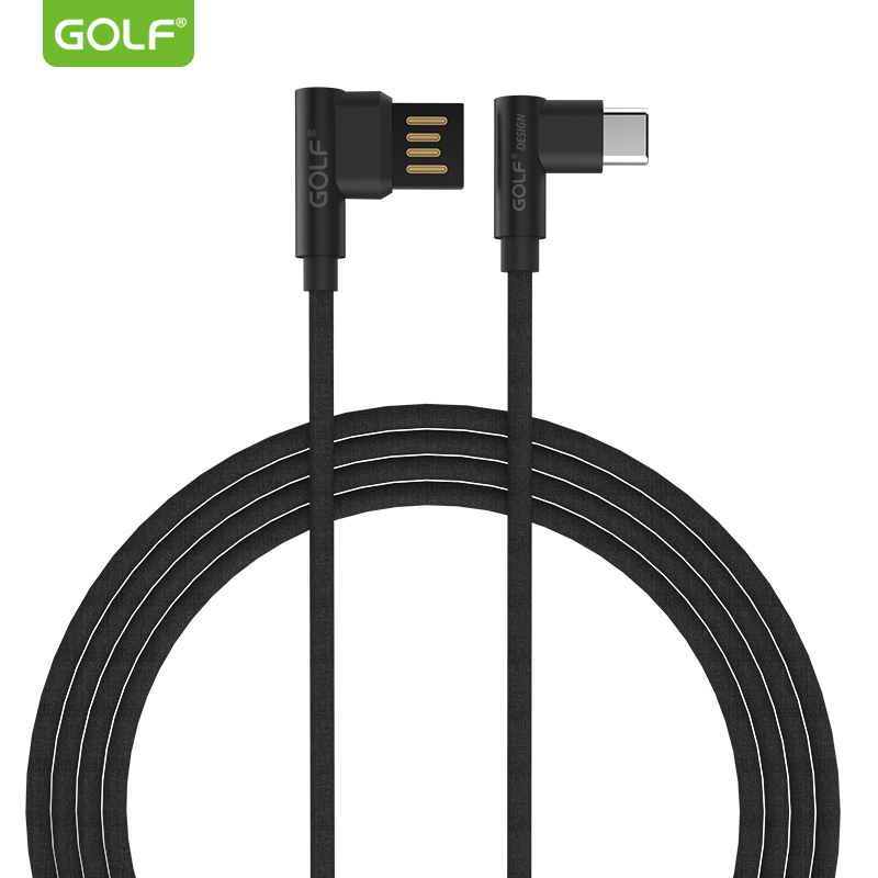 Levně Oboustranný datový kabel GOLF GC-48t, USB kabel s 90° koncovkami, typ C, black