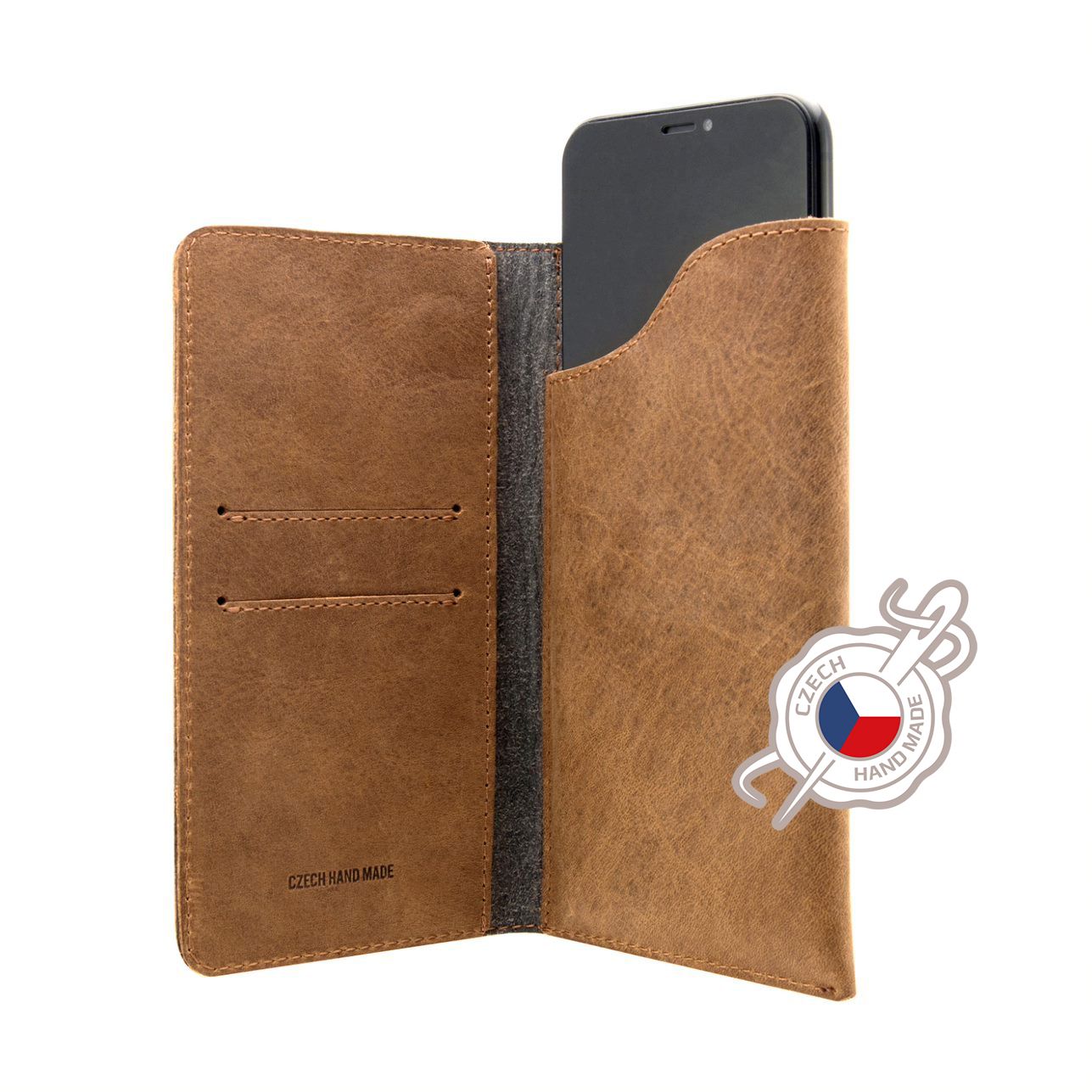 FIXED Pocket Book Kožené pouzdro pro Apple iPhone X/XS/11 Pro, hnědá