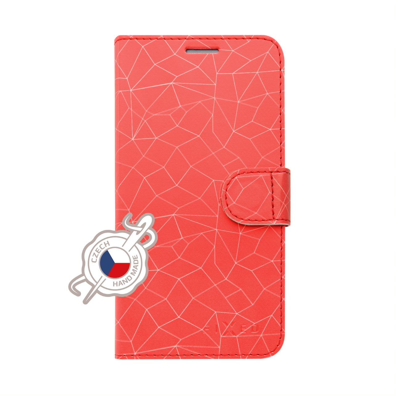 FIXED FIT flipové pouzdro pro Xiaomi Redmi Note 7/7 Pro, motiv Red Mesh