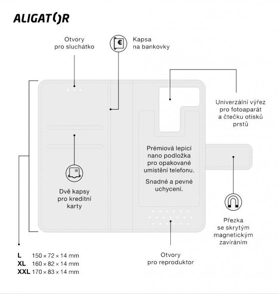 Pouzdro ALIGATOR UNIVERSE, velikost L, černá