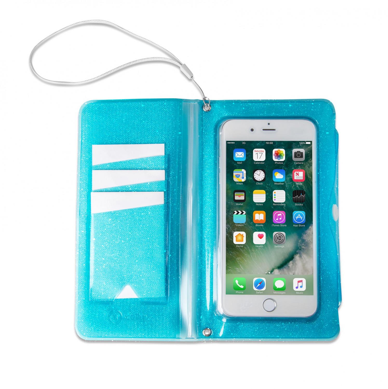 Levně CELLY Splash Wallet voděodolné pouzdro na telefony 6.2 ", modré