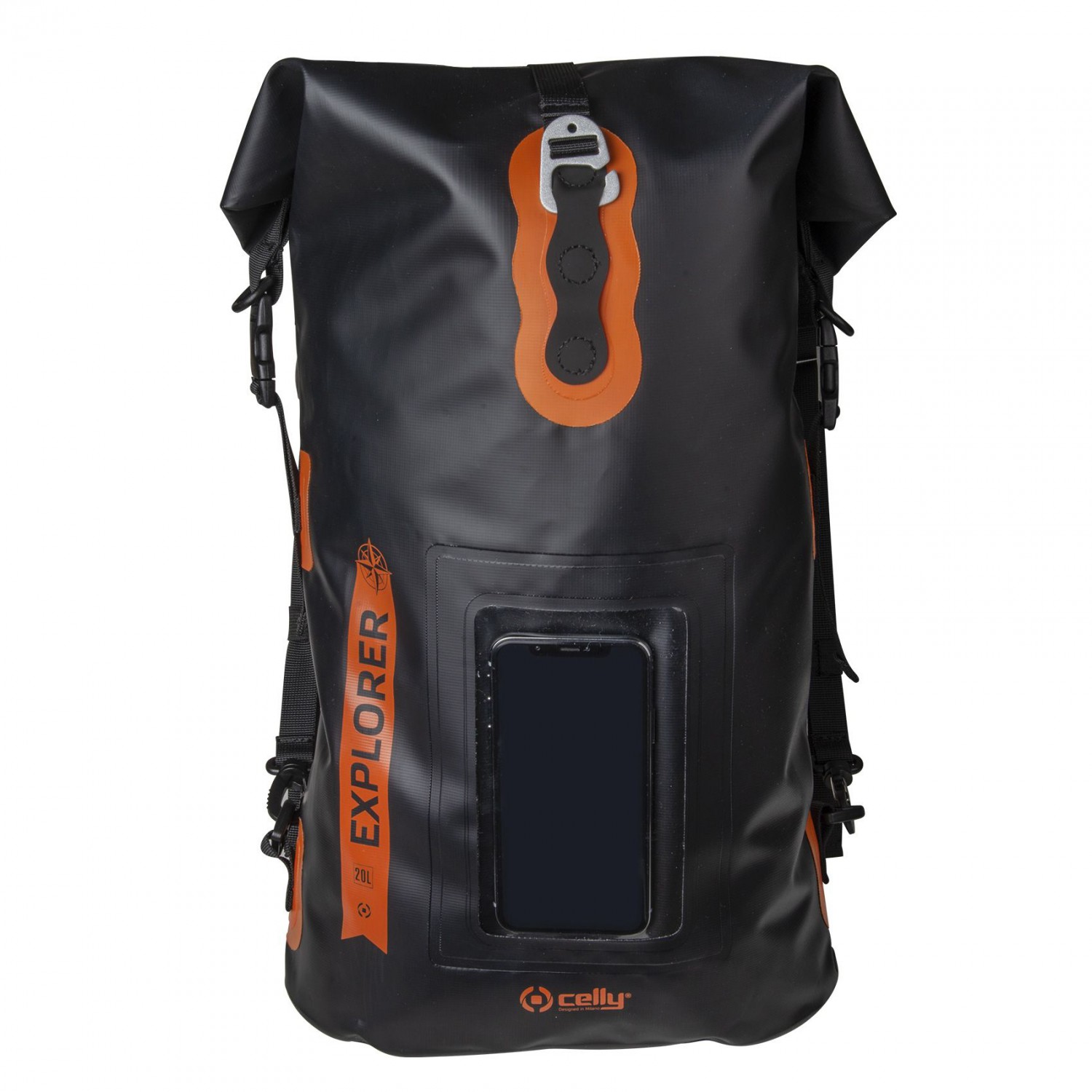 CELLY Explorer voděodolný batoh 20L s kapsou na telefon do 6.5", černý