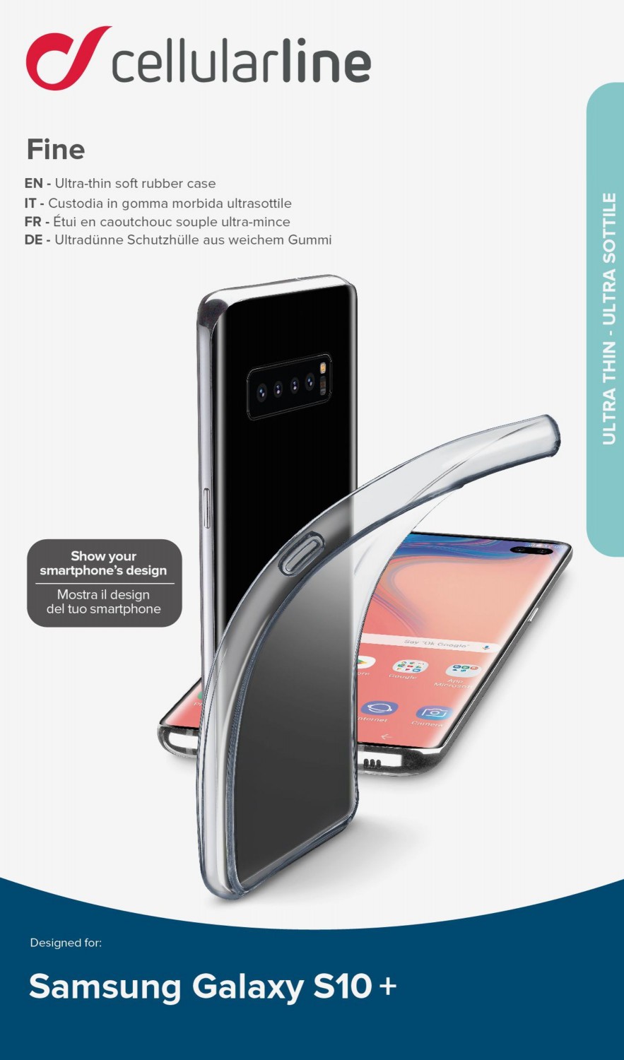 CellularLine Fine zadní kryt pro Samsung Galaxy S10+, bezbarvý