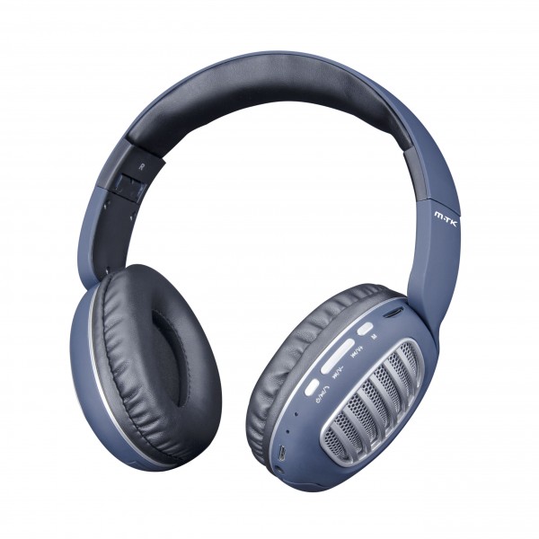Bluetooth sluchátka PLUS CT978 s FM, microSD, Blue
