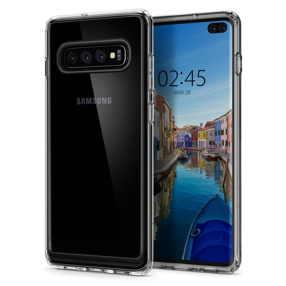 Ochranný kryt Spigen Crystal Hybrid pro Samsung Galaxy S10 plus, transparentní