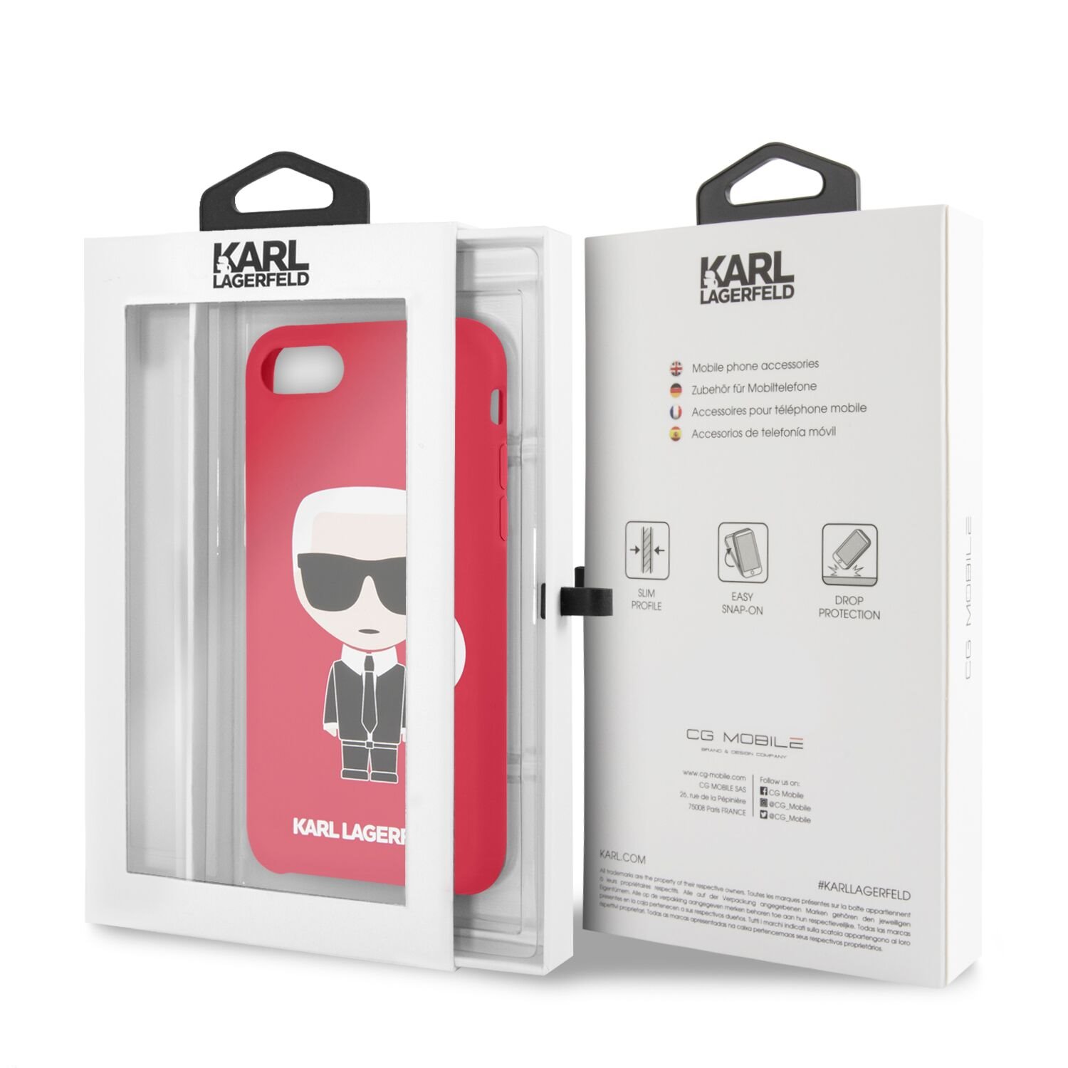 Silikonové pouzdro Karl Lagerfeld Full Body pro Apple iPhone 7/8/SE2020/SE2022, červená