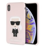 Silikonové pouzdro Karl Lagerfeld Body Iconic Apple iPhone XS Max, pink