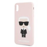 Silikonové pouzdro Karl Lagerfeld Body Iconic Apple iPhone XS Max, pink