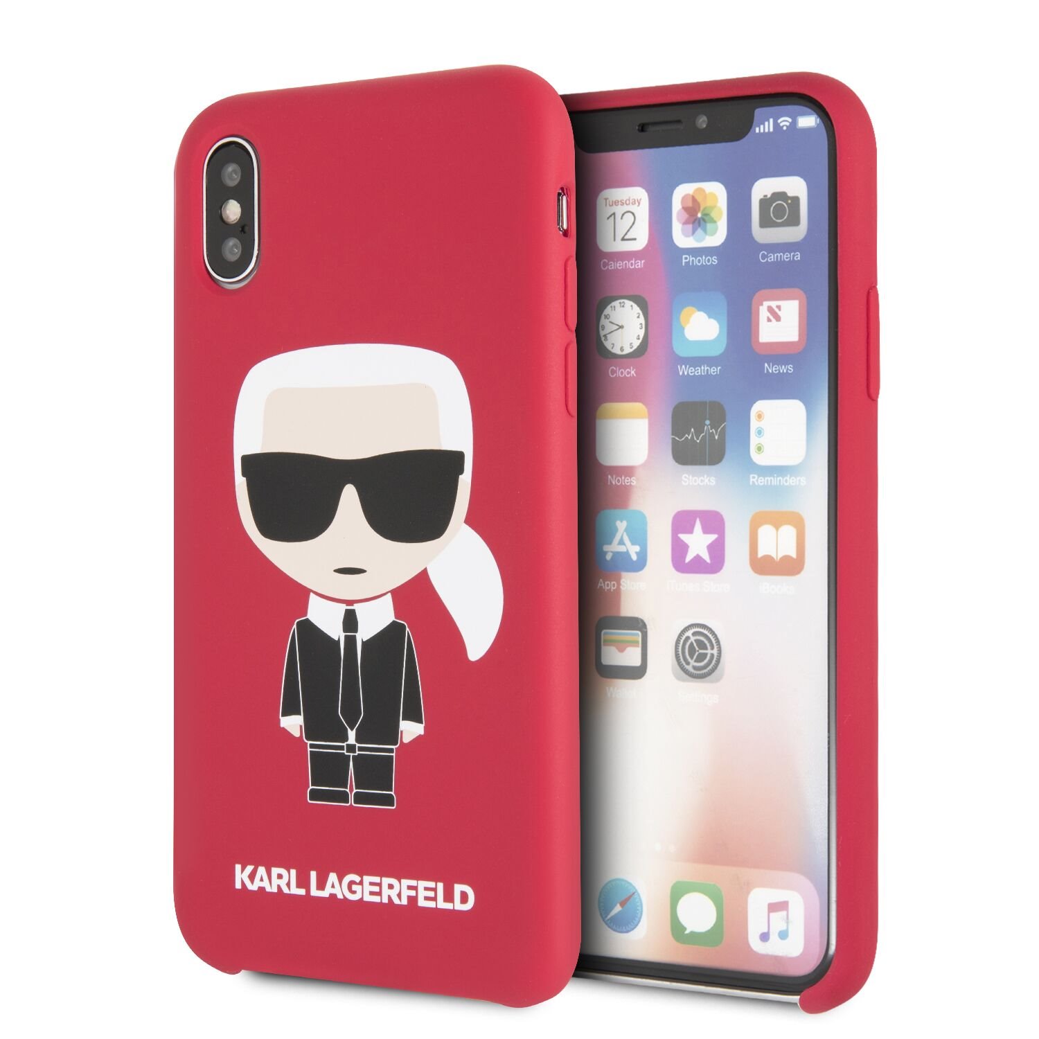 Silikonové pouzdro Karl Lagerfeld Iconic Bull Body Apple iPhone X/XS, red