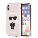 Silikonové pouzdro Karl Lagerfeld Iconic Bull Body Apple iPhone X/XS, pink