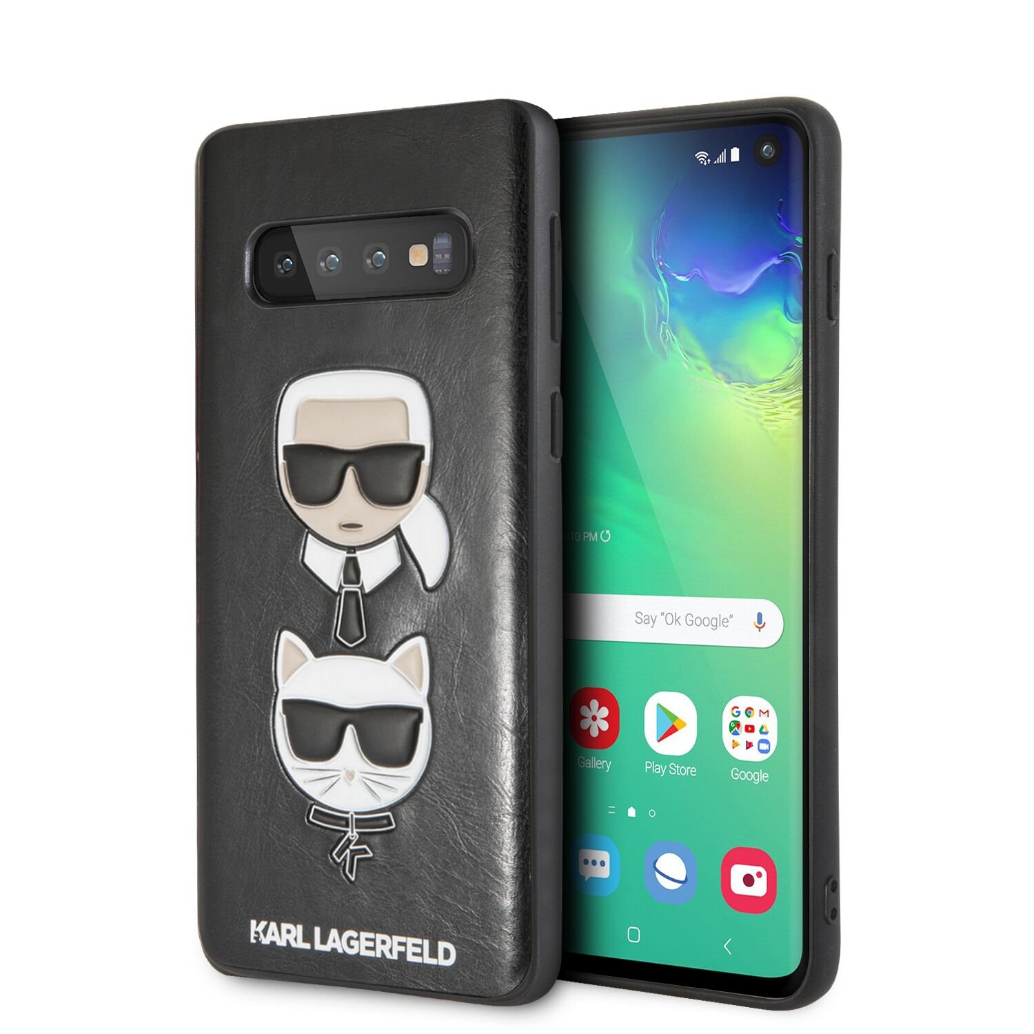 Silikonové pouzdro Karl Lagerfeld Karl and Choupette Hard pro Samsung Galaxy S10, black