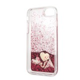 Guess New Glitter Hearts GUHCI8GLHFLRA Pouzdro pro Apple iPhone 8 rapsberry