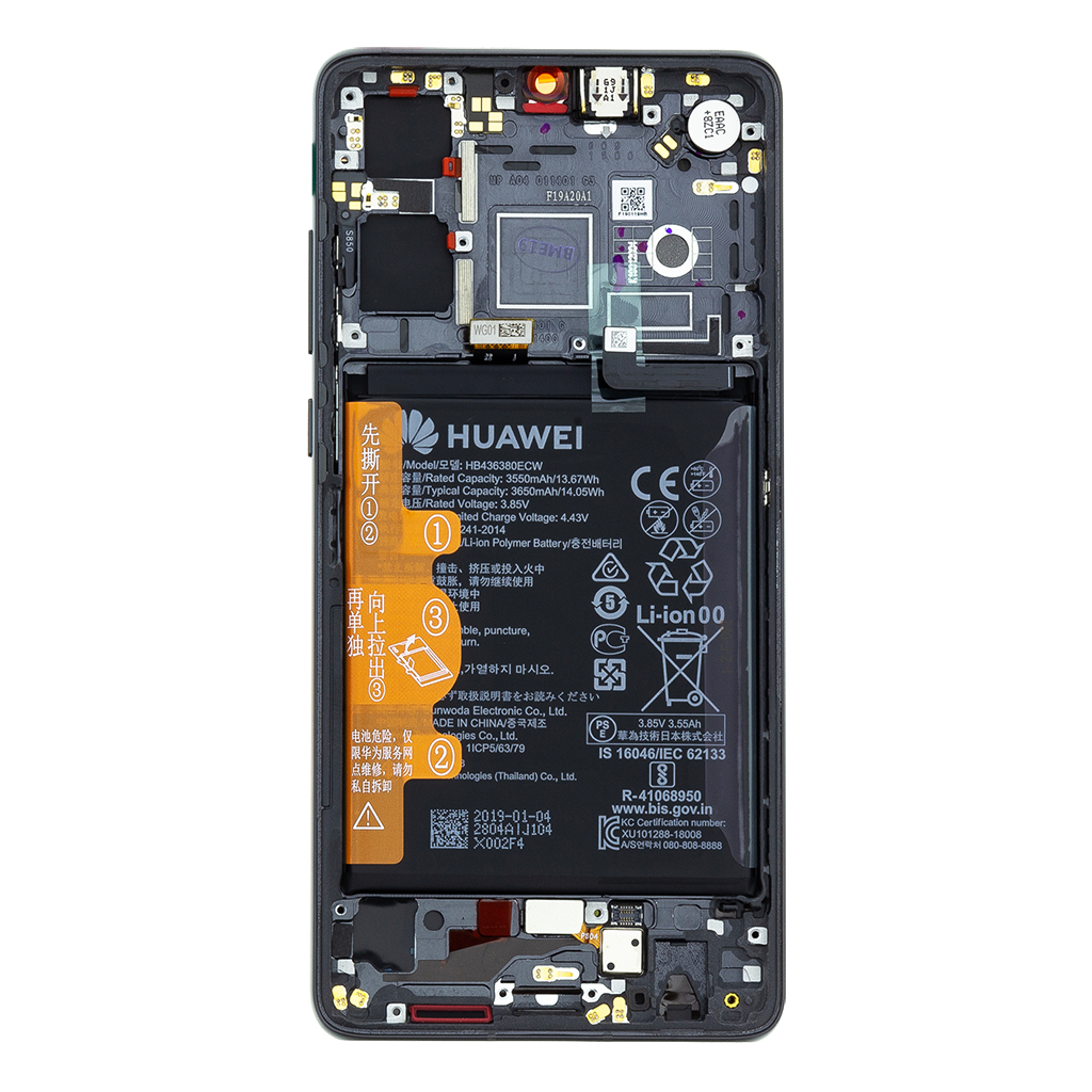 LCD + dotyk + přední kryt pro Huawei P30, black (Service Pack)