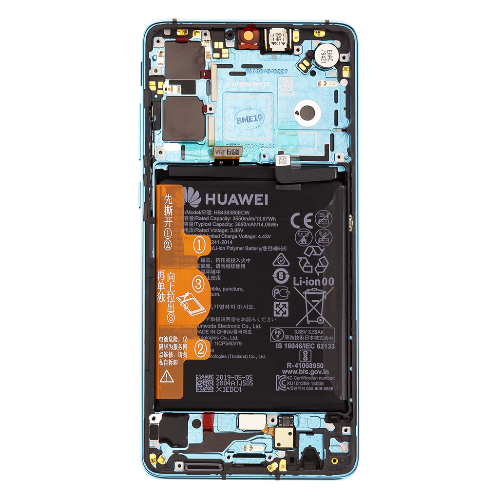 LCD + dotyk + přední kryt pro Huawei P30, Aurora Blue (Service Pack)