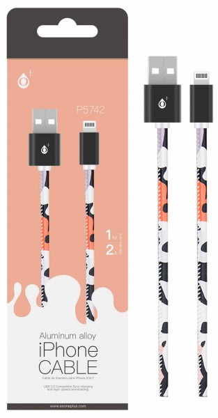Datový a nabíjecí USB kabel PLUS P5742, pro iPhone lightning, 2A,1M, Pink