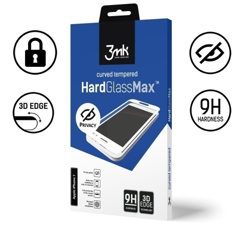 Tvrzené sklo 3mk HardGlass MAX Privacy pro Apple iPhone 8, black