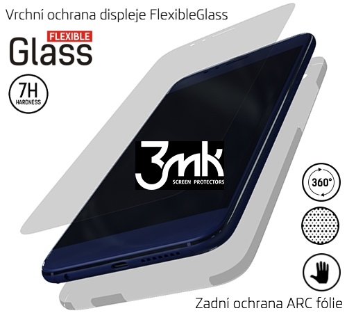 Tvrzené sklo 3mk FlexibleGlass 3D High-Grip™ pro Honor Play