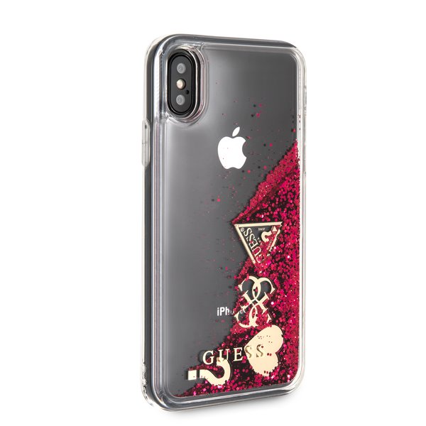 Guess New Glitter Hearts GUHCPXGLHFLRA Pouzdro pro Apple iPhone X rapsberry