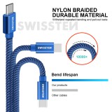 Datový kabel Swissten Textile USB/USB-C, 0,2m, modrý