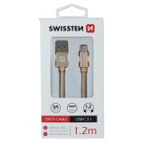 Datový kabel Swissten Textile USB/USB-C, 1,2m, zlatý