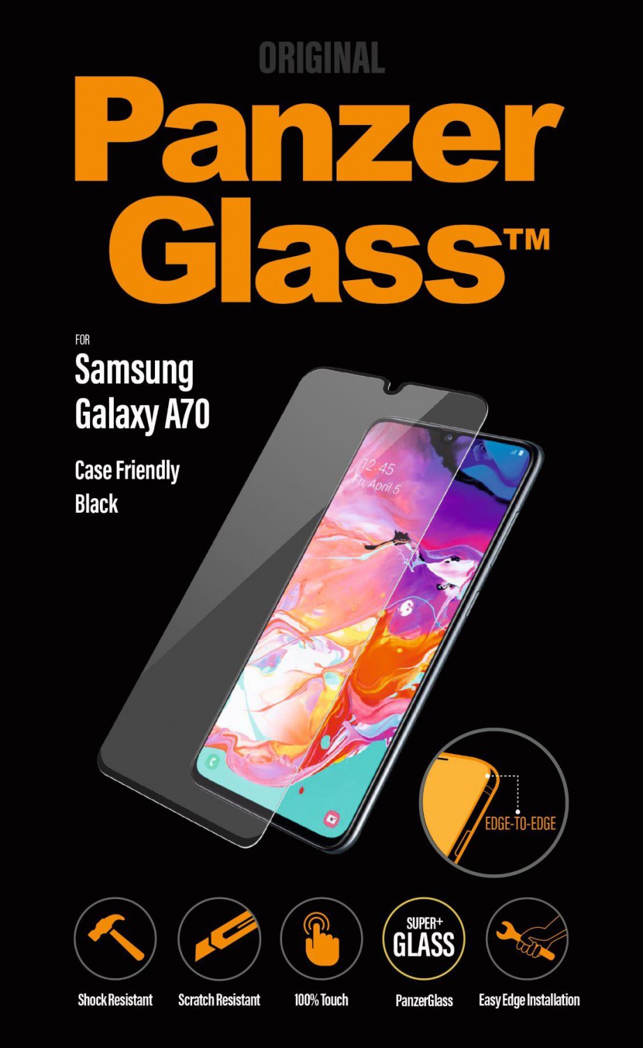 Ochranné sklo displeje PanzerGlass Edge to Edge pro Samsung Galaxy A70, black