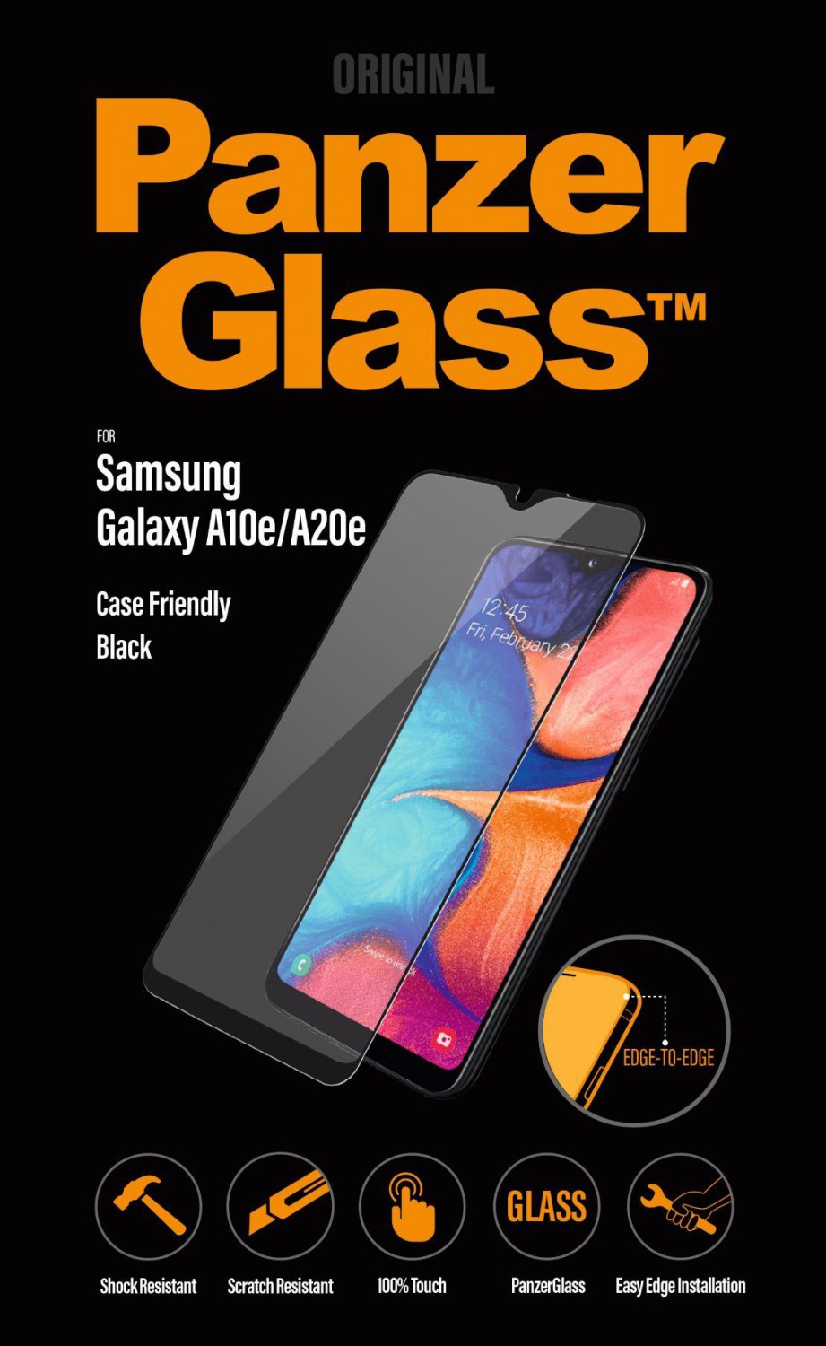 Ochranné sklo displeje PanzerGlass Edge to Edge pro Samsung Galaxy A20e, black