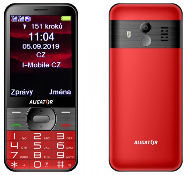 Aligator A900 GPS Senior červená + stolní nabíječka
