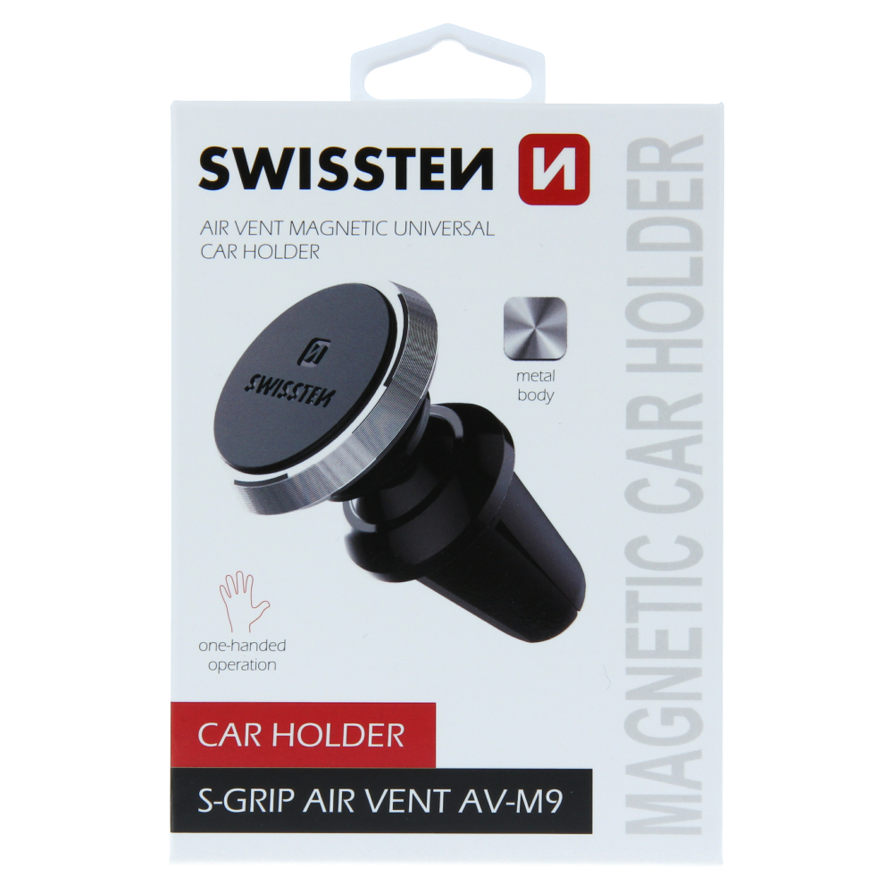 Magnetický držák do ventilace auta Swissten S-Grip AV-M9, černo-stříbrný
