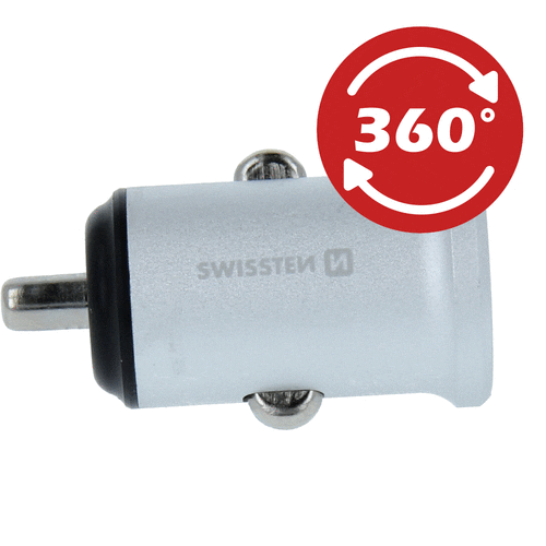 SWISSTEN CL ADAPTÉR 2x USB 4,8A METAL, STŘÍBRNÝ