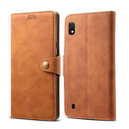 Lenuo Leather flipové pozdro na Samsung Galaxy A10, brown