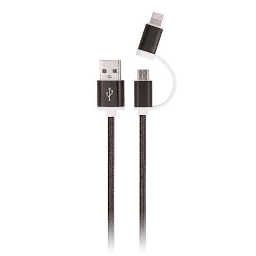 Datový kabel Setty 2v1 microUSB+USB-C, 1m, 2A, černá