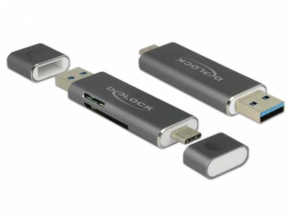 Čtečka karet Delock USB Type-C™ / USB 3.1 Gen 1 Type-A > SD / MMC + Micro SD