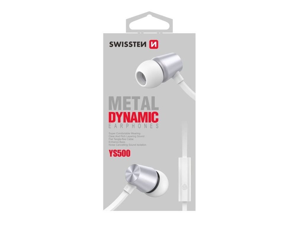 Levně Sluchátka Swissten Earbuds Dynamic YS500, stříbrnobílá