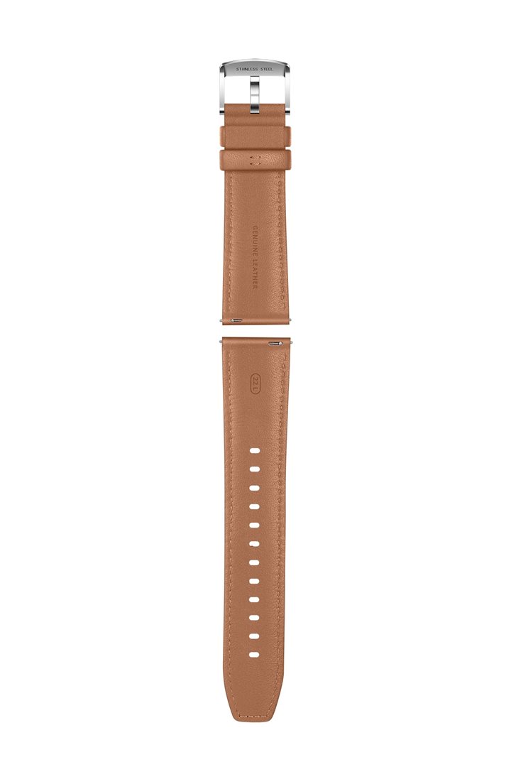 Huawei Watch GT 2 stříbrná, Hnědý kožený pásek