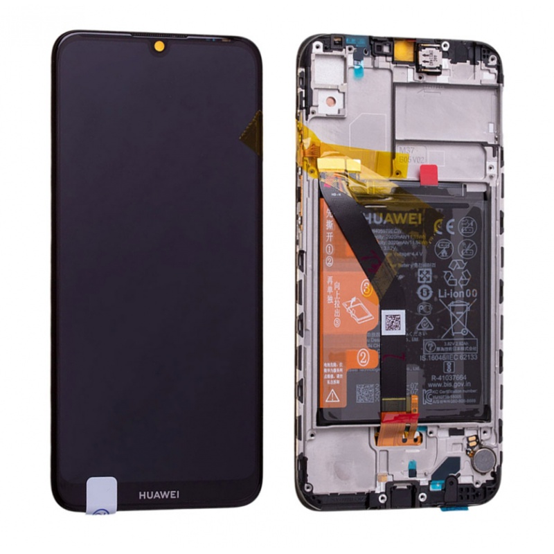 LCD + dotyk + rámeček + baterie pro Huawei Y6 2019, midnight black (Service Pack)