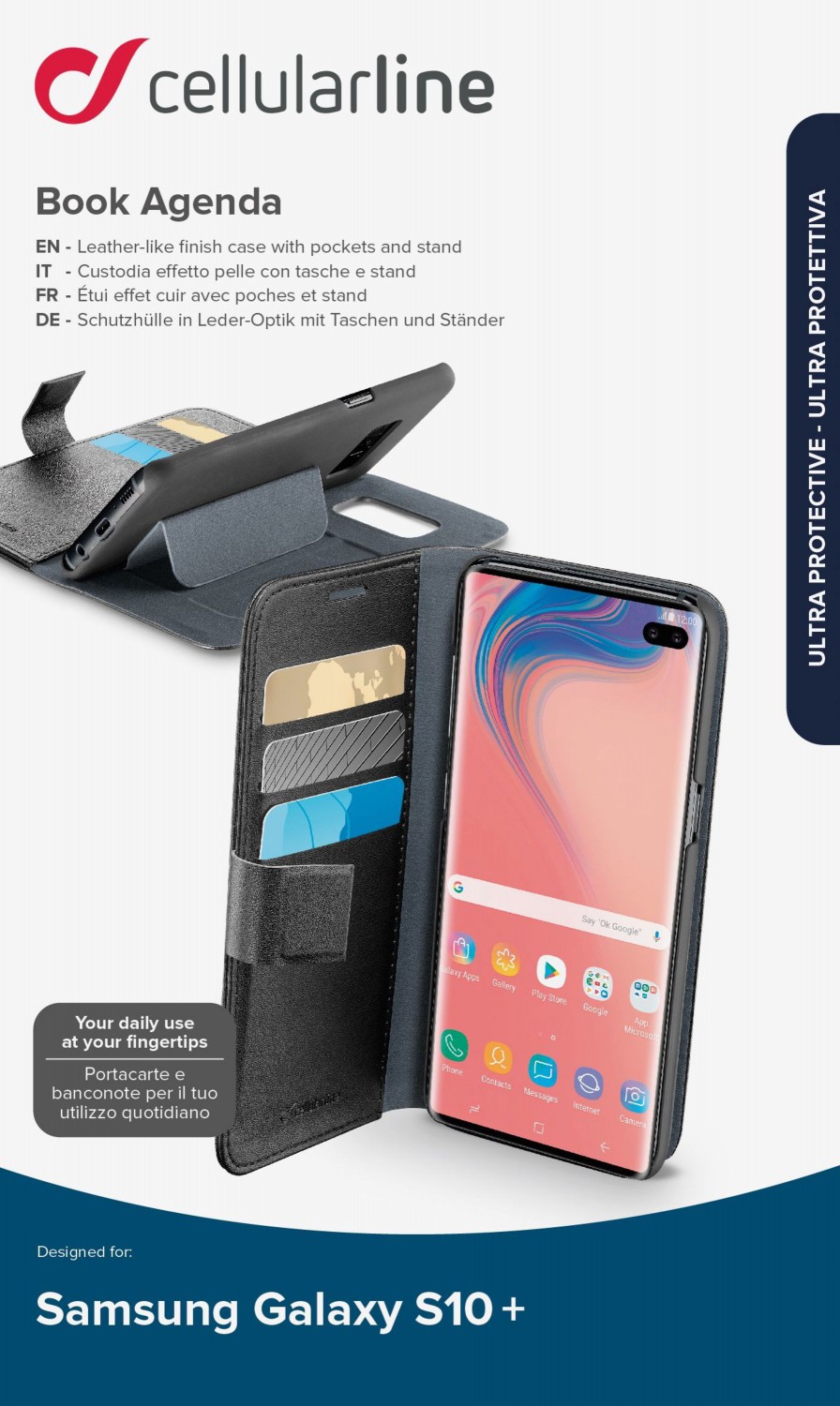 CellularLine Book Agenda flipové pouzdro pro Samsung Galaxy S10 Plus, černá