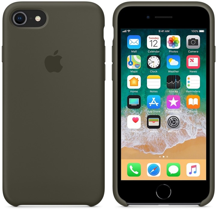 Originální silikonové pouzdro pro Apple iPhone 8/7, tmavě olivová