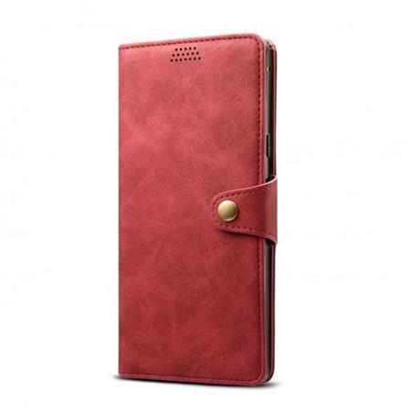 Lenuo Leather flipové pozdro na Xiaomi Redmi Note 8, red