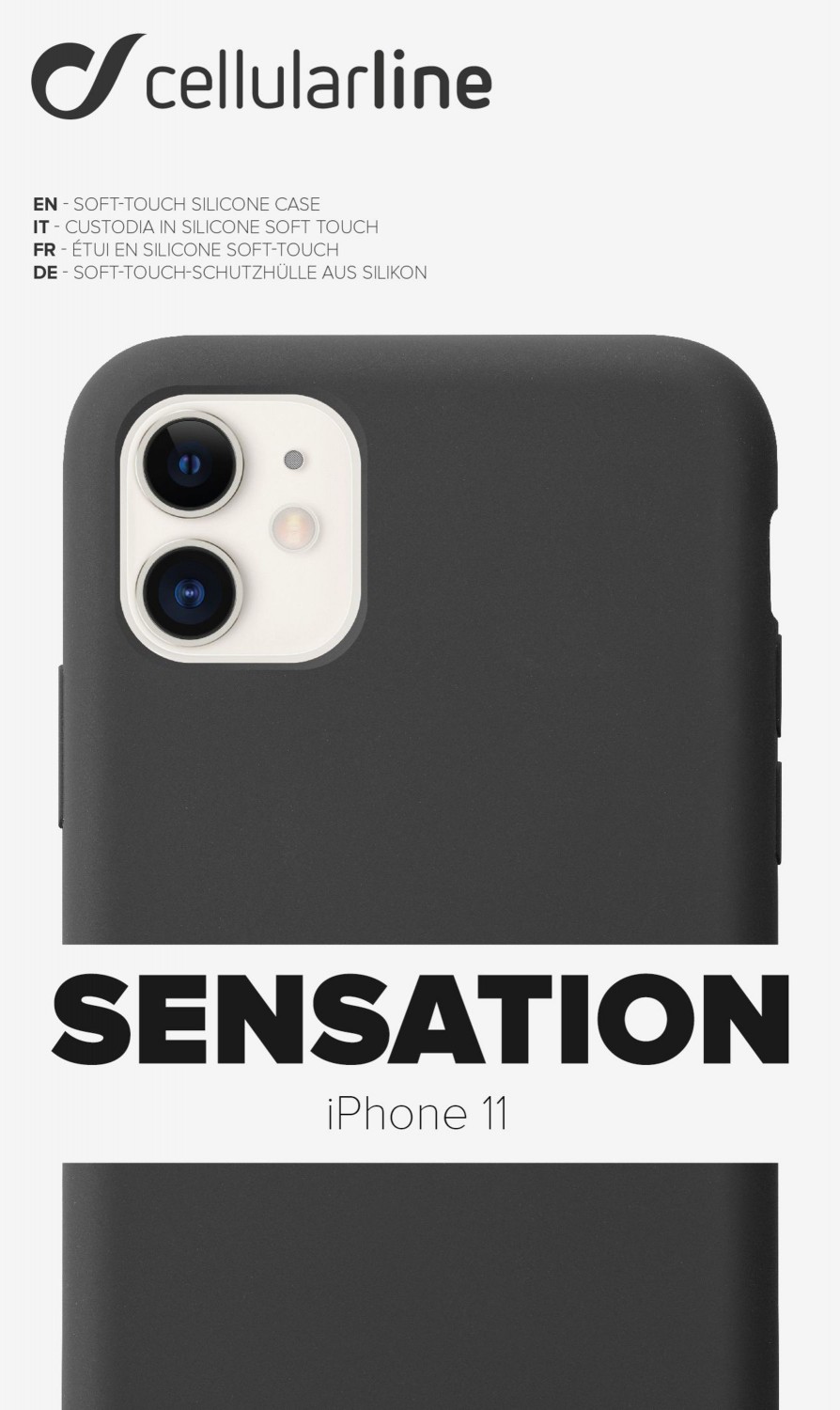 Silikonové pouzdro CellularLine SENSATION pro Apple iPhone 11, černá