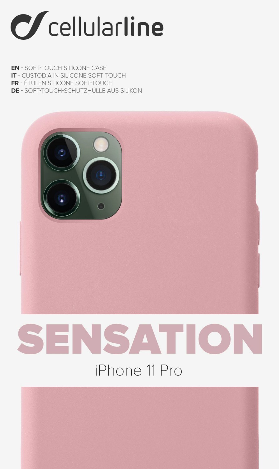 Silikonové pouzdro CellularLine SENSATION pro Apple iPhone 11 Pro, růžová
